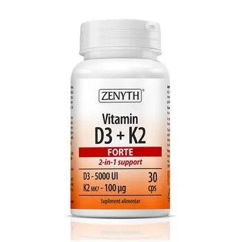 Vitamin D3 + K2 Forte, 30 capsule, Zenyth