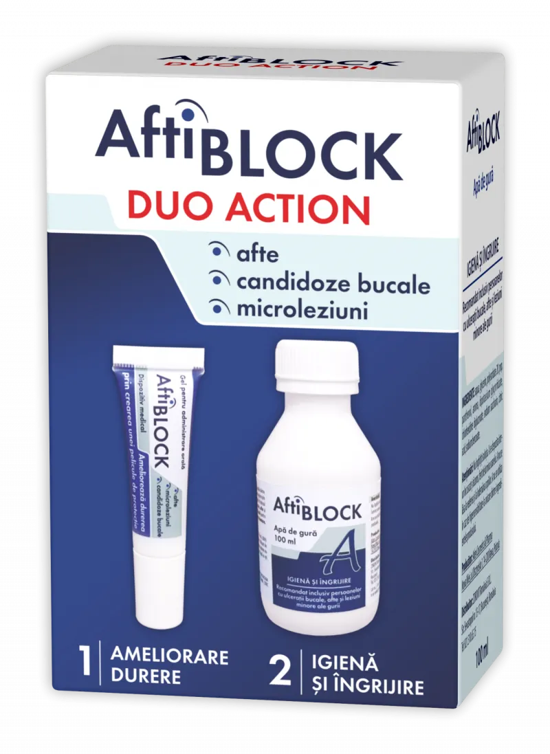 Zdrovit AftiBlock Duo Action ( Gel 8 grame + Apa de Gura x 100 grame)