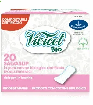 Protej slip din bumbac bio,hipoalergenic, compostabil, Normal, 20 bucati, Vivicot Bio