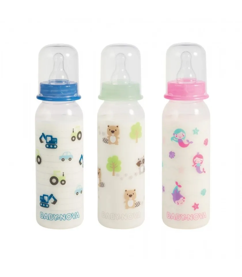 BABY NOVA BIBERON PP FARA BPA 47010 DECOR ANIMALUTE TETINA ROTUNDA MEDIUM 240ML