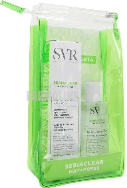 SVR Pachet Sebiaclear Crema matifianta 40 ml + Sebiaclear Apa micelara 75 ml