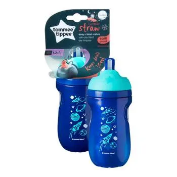 Cana izoterma albastra cu pai 12 luni+, 260ml, Tommee Tippee