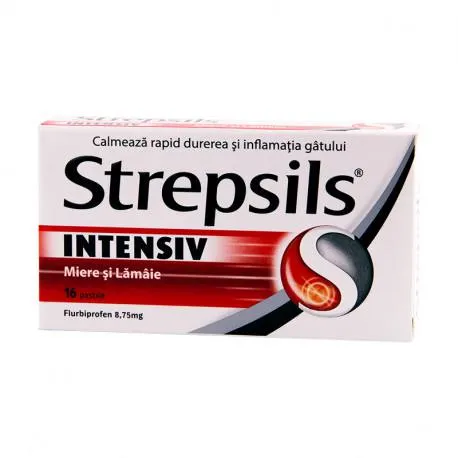 Strepsils intensive miere si lamaie,16 tablete, raceala si gripa