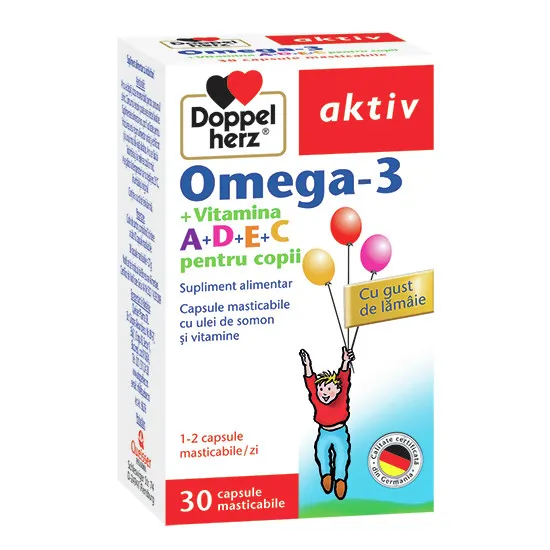 DOPPELHERZ AKTIV OMEGA-3 CU VITAMINE PENTRU COPII 30 CAPSULE MASTICABILE