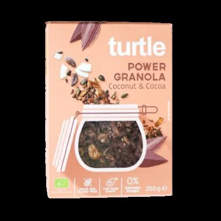 Cereale power granola bio cu nuca de cocos, 350 g, Turtle