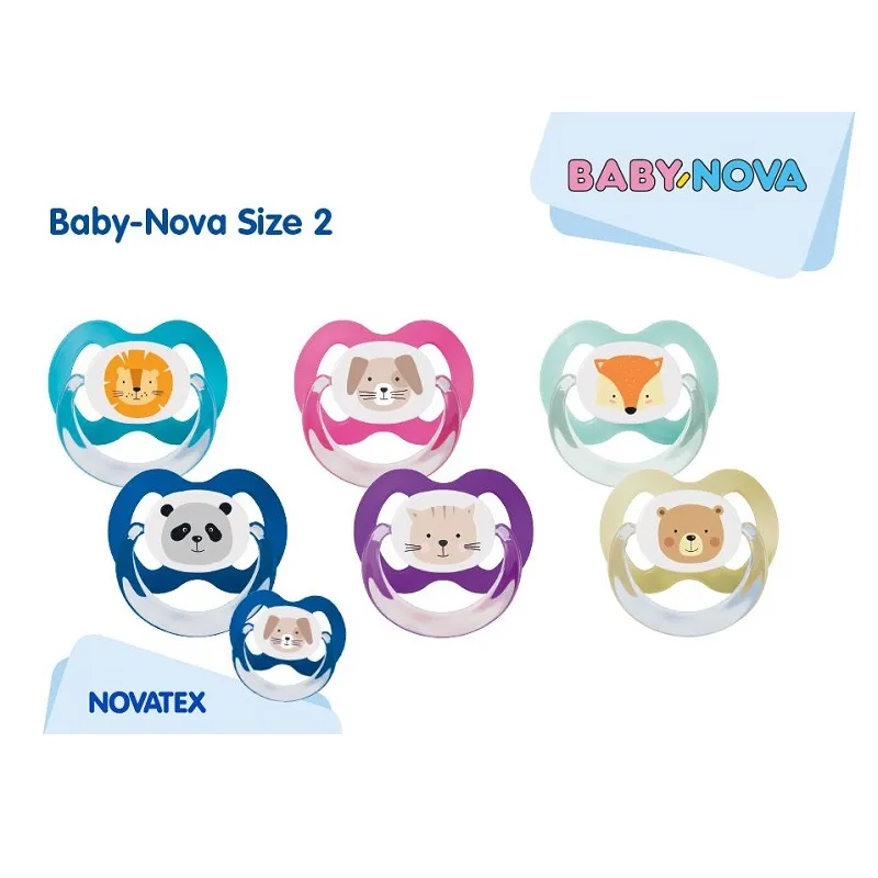 Baby Nova 20005 Suzete Ortodontice decorate multicolore inel talia 2+steribox