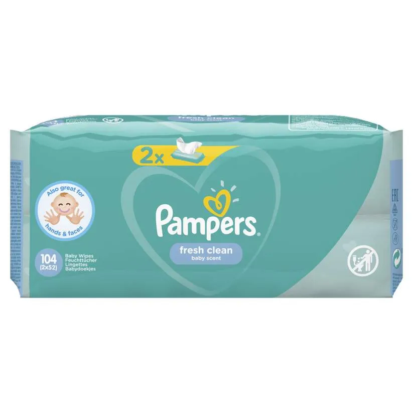 PAMPERS SERVETELE BABY FRESH CLEAN DUO PACK 2 52 BUCATI