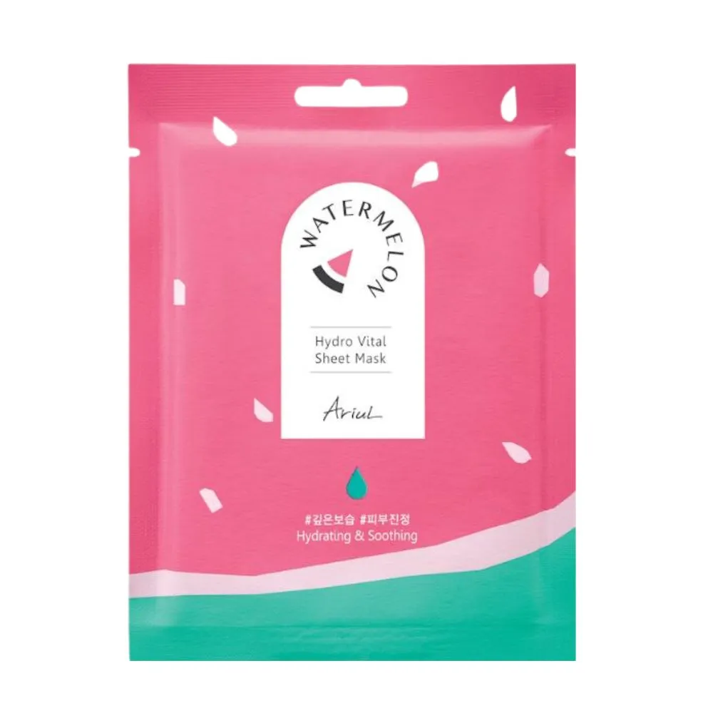 Masca de fata servetel cu Pepene Rosu Watermelon Hydro Glow - calmare si hidratare (23 ml), Ariul