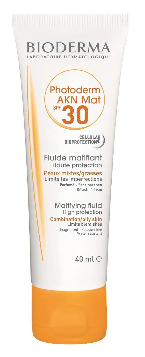 Fluid matifiant pentru ten mixt și gras acneic Photoderm AKN Mat SPF30, 40 ml, Bioderma