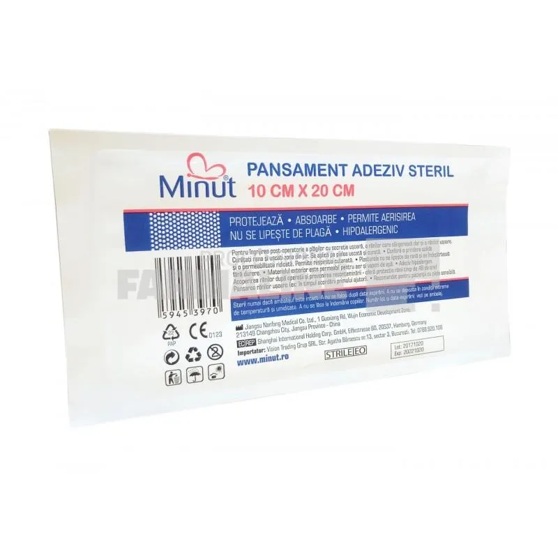 Minut Pansament adeziv steril 10 cm x 20 cm