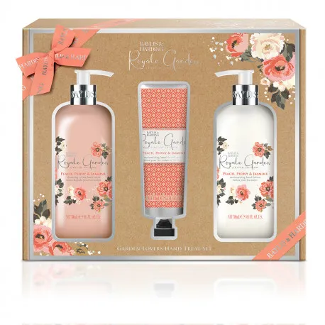 Set cadou Baylis & Harding cu Piersici, Bujori si Iasomie, 3 piese, RGP21HAND3PC