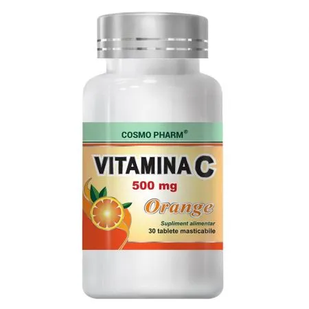 Vitamina C 500mg Orange, 30 tablete masticabile, Cosmopharm