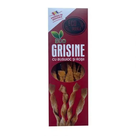 Grisine bio cu busuioc si rosii, 125 g, Ecomania