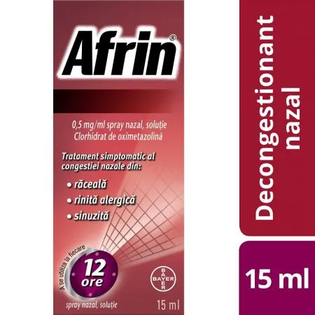 Afrin decongestionant nazal spray, 0,5 mg/ml, 15 ml, Bayer