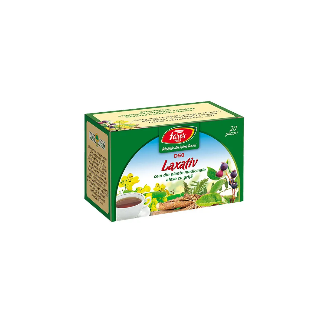 Ceai Laxativ, D50, 20 plicuri, Fares