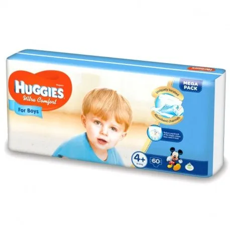 Huggies Ultra Comfort Mega Boy, Nr.4+, 10-16 kg, 60 bucati