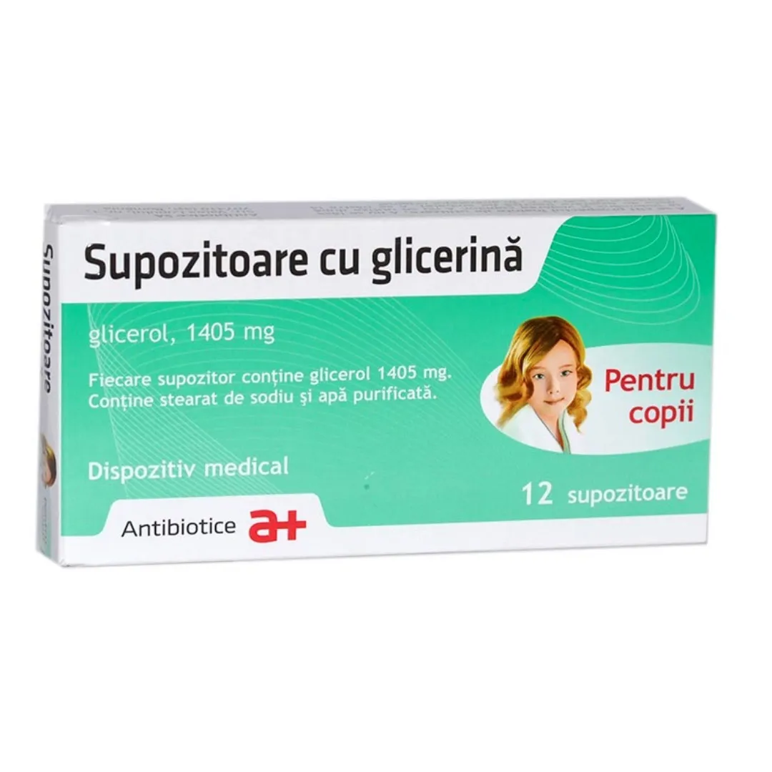 Supozitoare cu glicerina pentru copii 1405 mg, 12 supozitoare