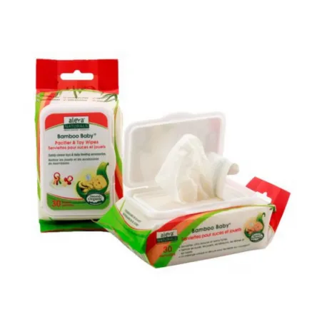 Aleva Naturals servetele umede din fibre de bambus pentru curatat suzete si jucarii, 30 buc