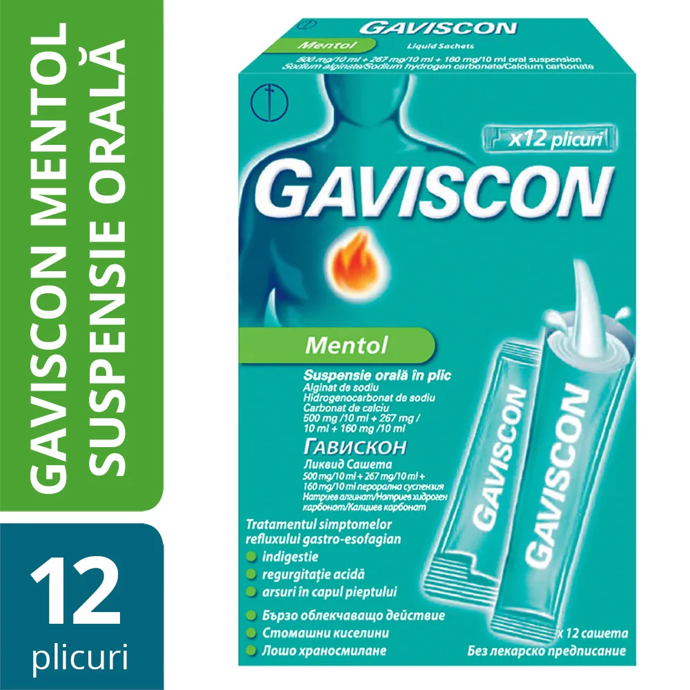 Gaviscon Mentol suspensie orala x 12 plicuri