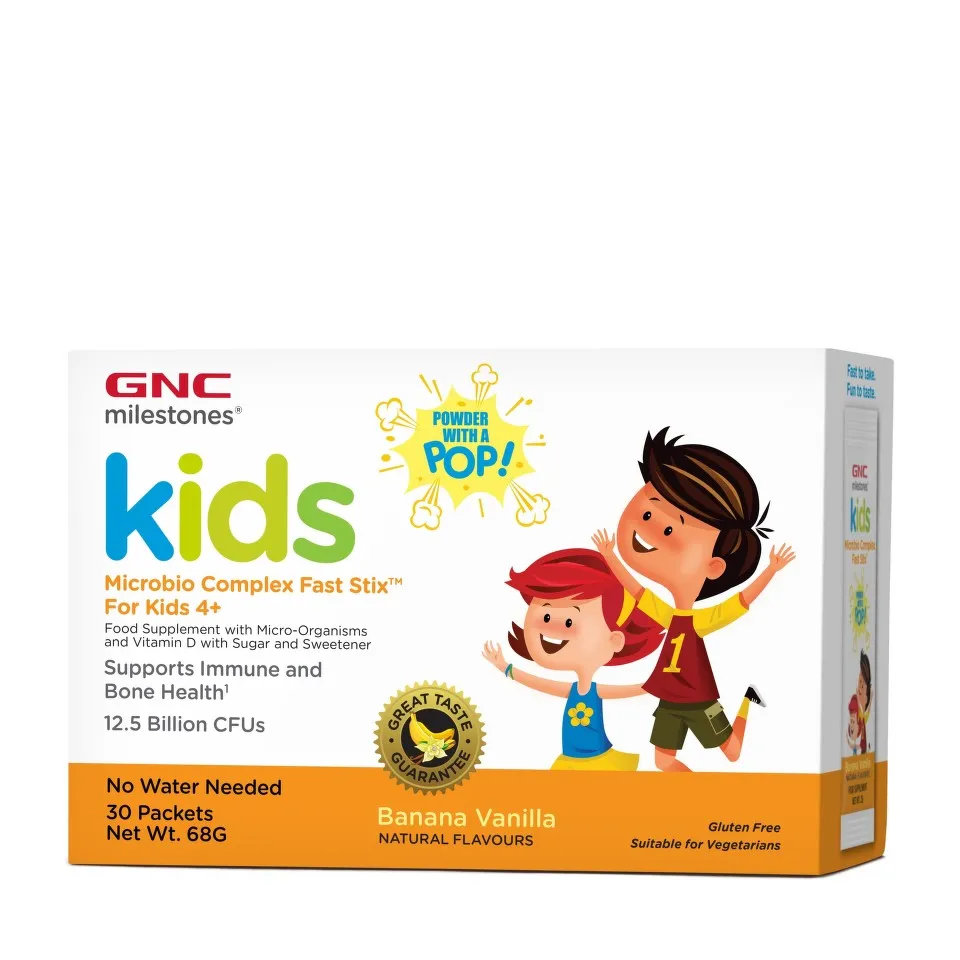 GNC KIDS MICROBIOTIC 12.5BILLION 4-12 ANI AROMA VANILIE SI BANANE 30 PLICULETE