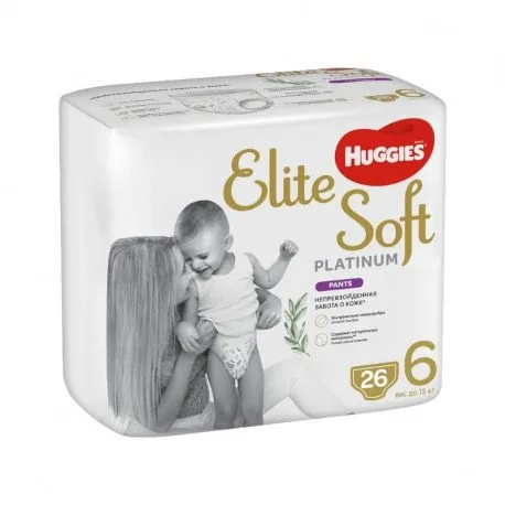 Huggies Nr.6 Elite Soft Pants Platinum Mega 15+ kg, 26 bucati