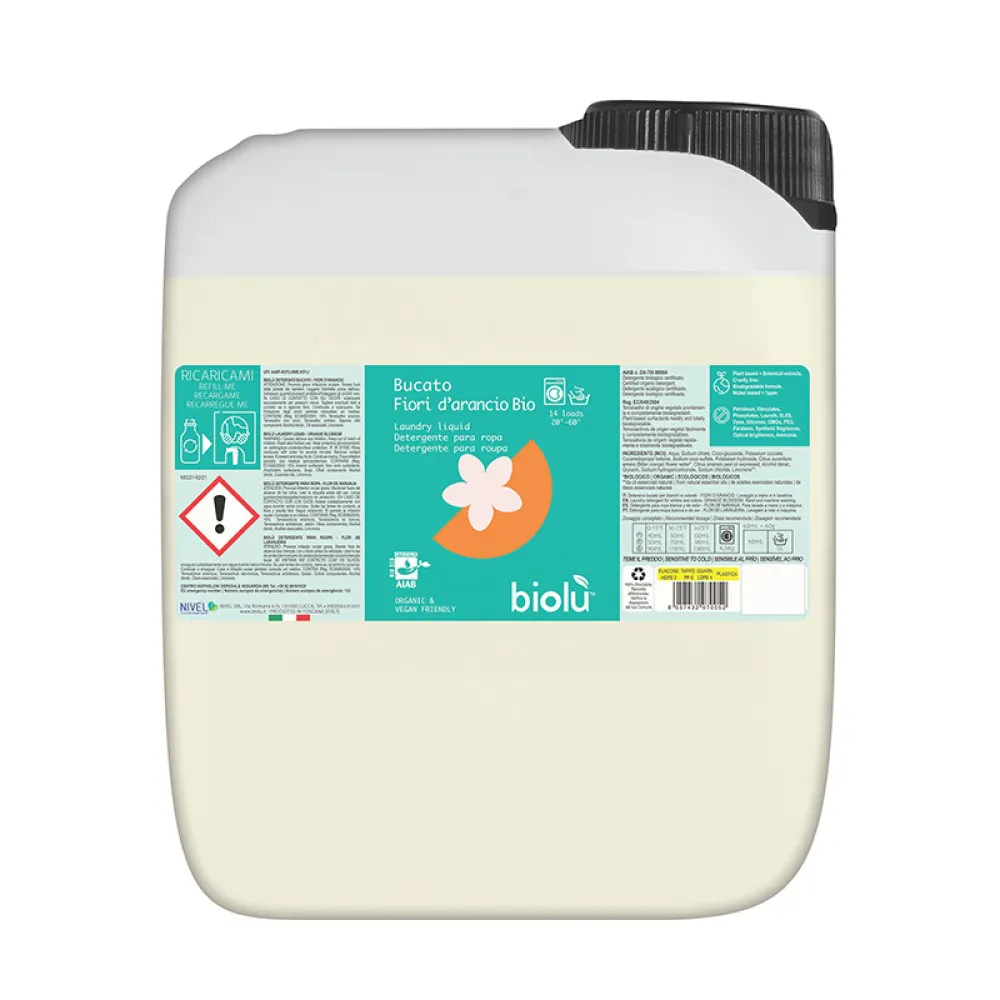 Detergent ecologic lichid pentru rufe albe si colorate cu portocale (5 litri), Biolu