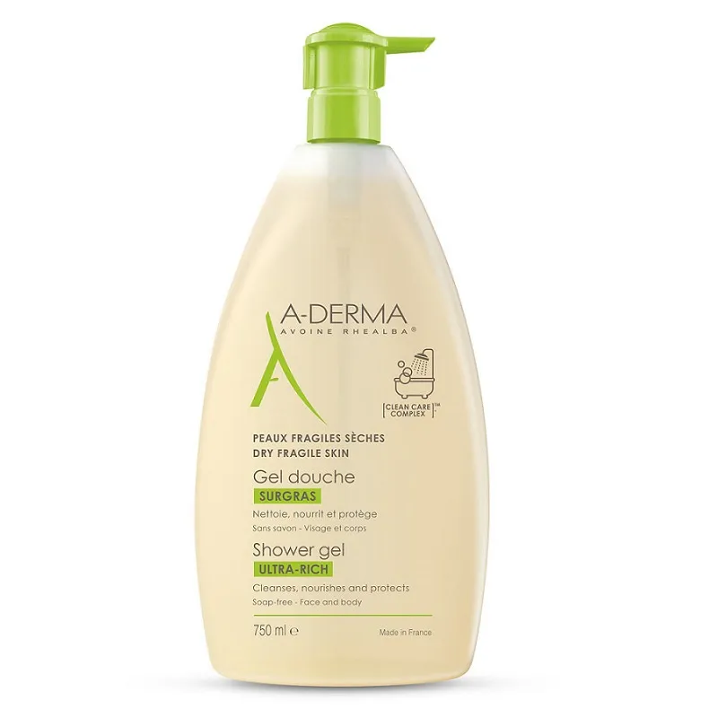 A-Derma Gel de dus spumant ultra-bogat cu lapte de ovaz, 750 ml, Pierre Fabre