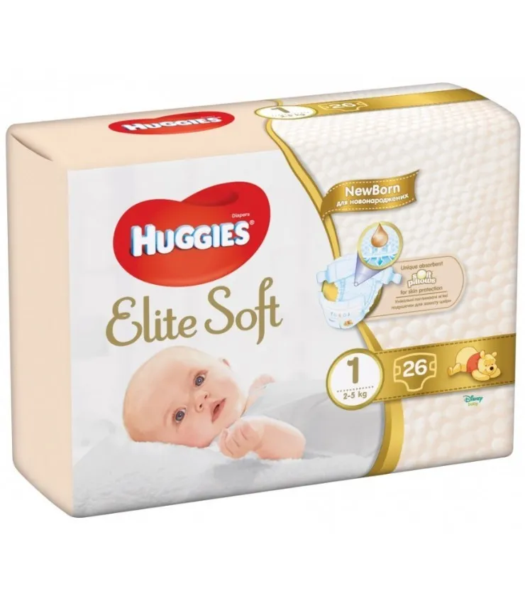 HUGGIES ELITE SOFT MARIME 1 2-5KG 26BUC