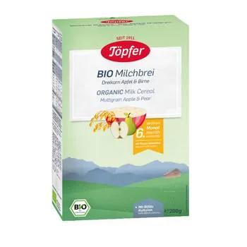 Multicereale cu mere si pere Bio de la 6 luni, 200g, Topfer