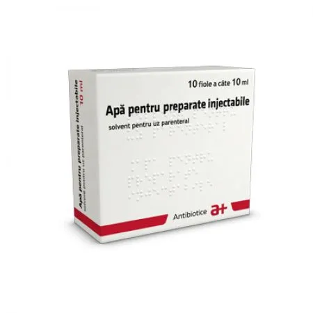 Apa pentru preparate injectabile, 10 fiole x 10 ml, Antibiotice SA