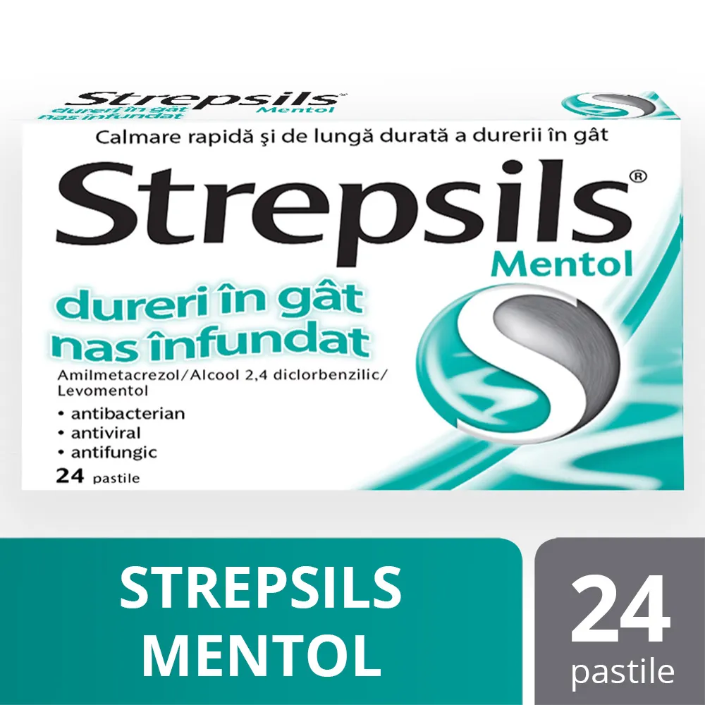 Strepsils Mentol  24 comprimate