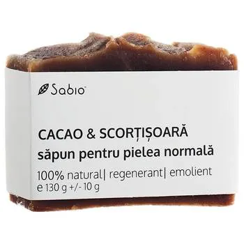 Sapun natural pentru pielea normala cu cacao si scortisoara, 130g, Sabio