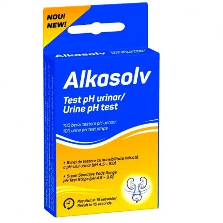 Alkasolv Test ph urinar, 100 benzi testare, probleme tract urinar