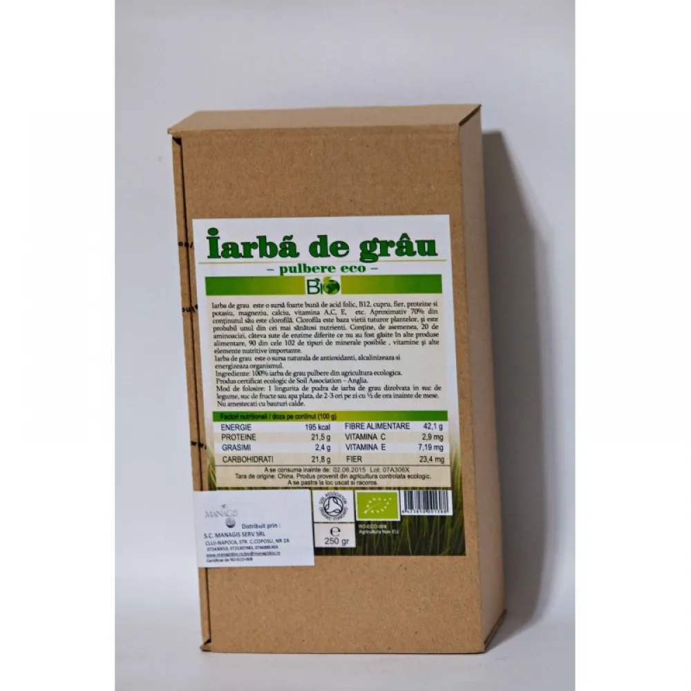 Iarba de grau bio pulbere (125 grame)