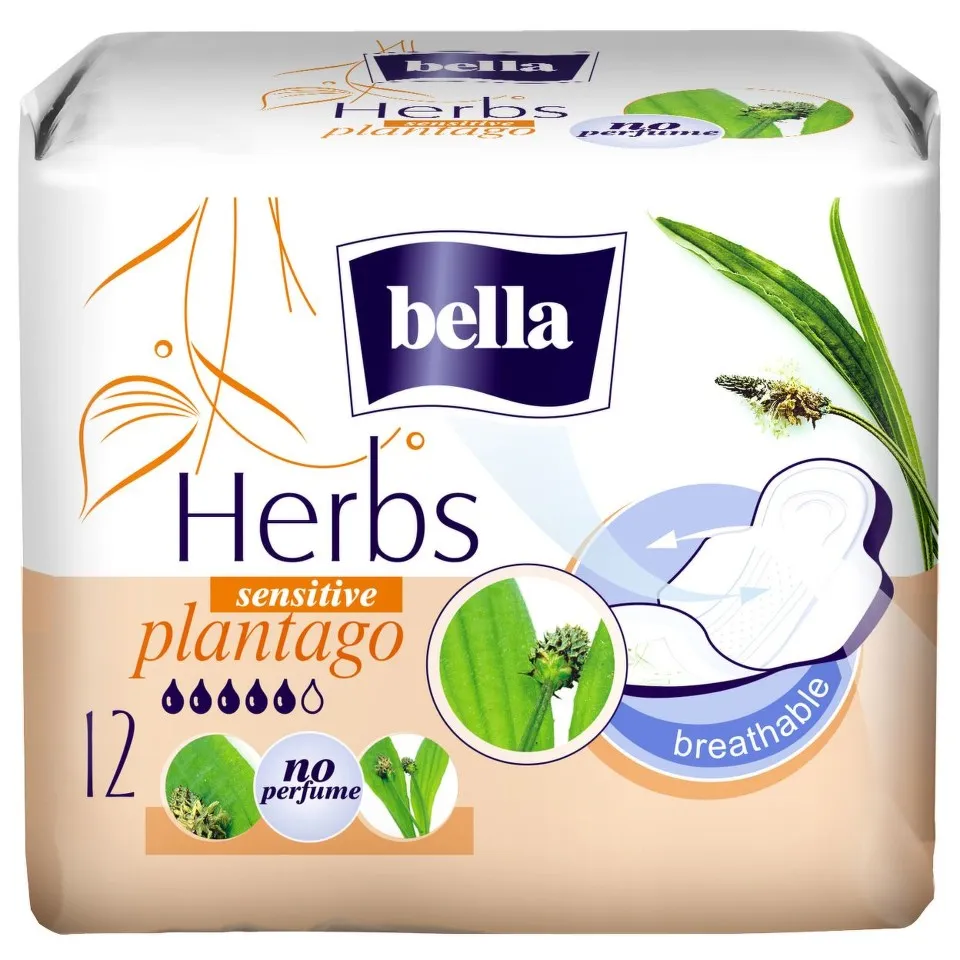 BELLA HERBS SENSITIVE PATLAGINA ABSORBANTE 12BUC