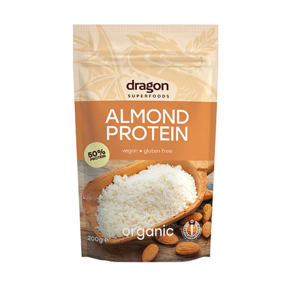 Pudra proteica din migdale raw bio (200 grame), Dragon Superfoods