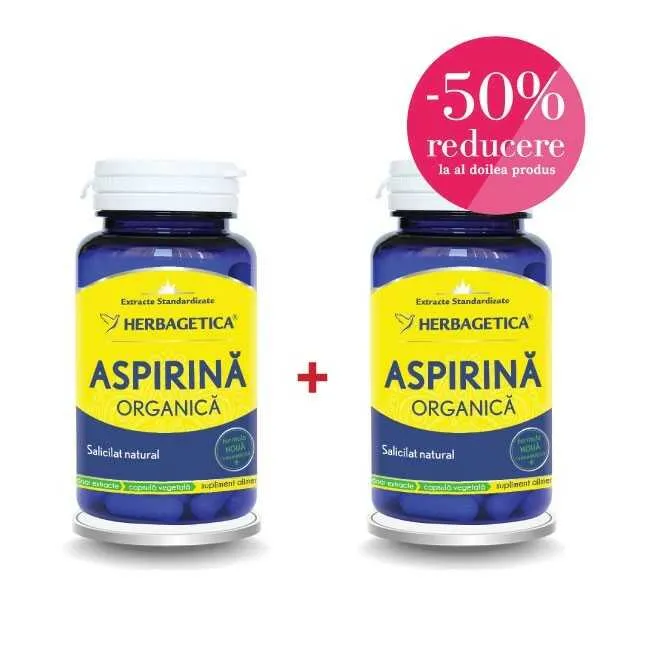 Aspirina organica x 60 capsule + 1 cutie cu 50% reducere (Herbagetica)