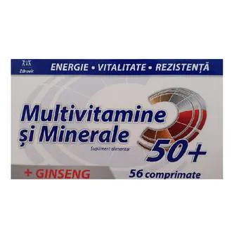 Multivitamine si Minerale cu Ginseng 50+, 56 comprimate, Zdrovit