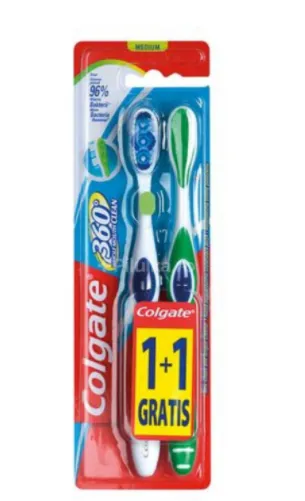 Periuta 360 grade Whole Mouth Clean Medium 1+1, Colgate