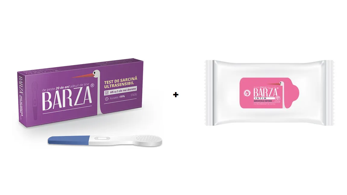 Test sarcina Barza ultrasensibil stilou + Servetele intime Barza