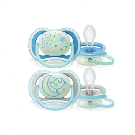AVENT Suzeta 6-18 luni ultra air, baieti, cu inel fosforescent - SCF 376/21