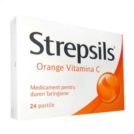 Strepsils orange + vitamina C, 24 tablete