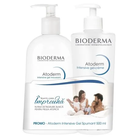 Pachet Gel spumant Atoderm Intensive,500 ml + Gel-crema Atoderm Intensive, 500 ml, Bioderma