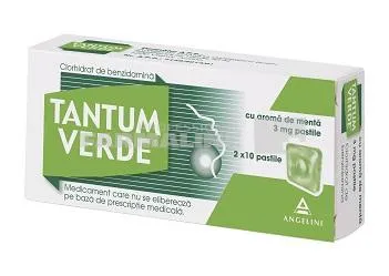 Tantum Verde cu aroma de menta 3 mg 20 dropsuri