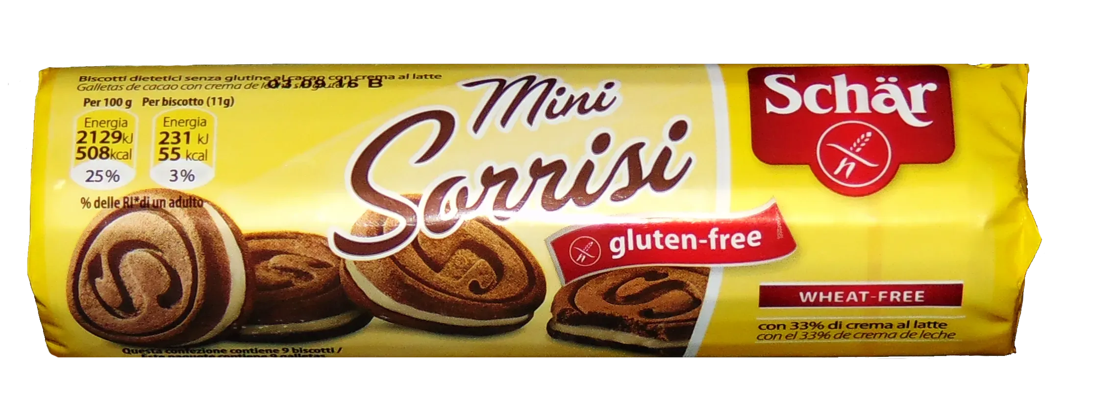 Schar Mini Sorrisi Biscuiti cu cacao si crema de vanilie fara gluten x 100 grame