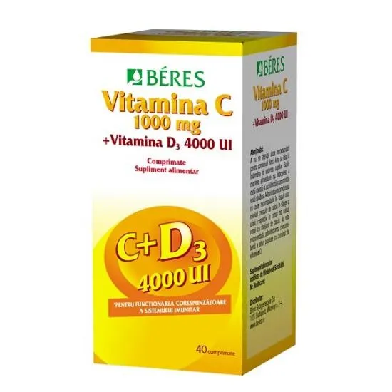 BERES VITAMINA C 1000MG +D3 4000UI X 40 COMPRIMATE