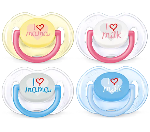 Suzete 0-6 luni, Design Text x 2 buc, 0%BPA