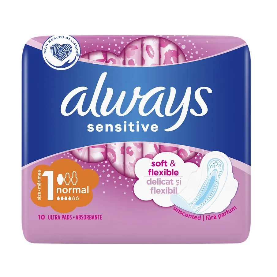 Absorbante Always Ultra Sensitive Normal Plus, 10 bucati, P&G