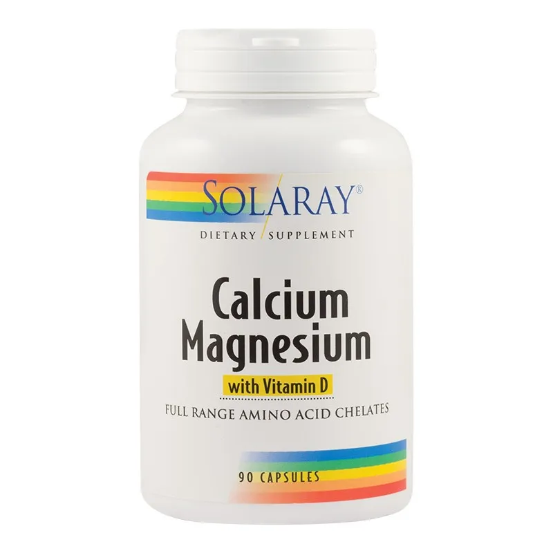 Calciu, Magneziu și Vitamina D Solaray, 90 capsule, Secom