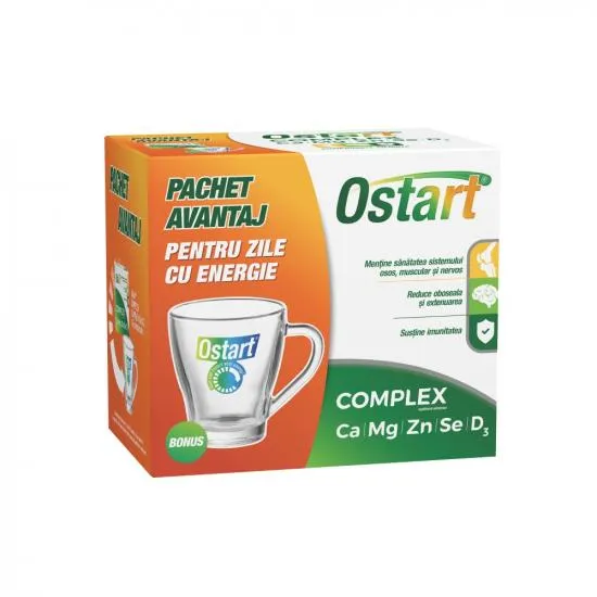 Ostart Complex Ca+Mg+Zn+Se+D3, 20 comprimate + Cana cadou, Fiterman